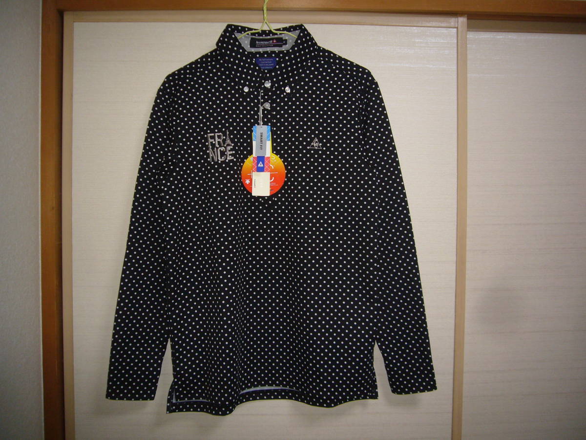 ルコック ゴルフ +5℃ Heat navi長袖シャツ黒 水玉柄 Mサイズ 定価12000円拍卖