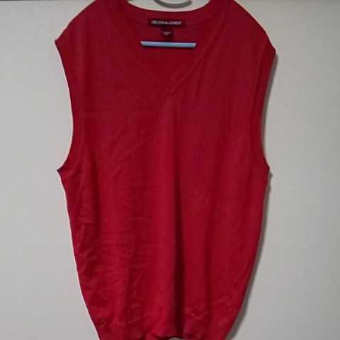 赤 ニットベストL拍卖