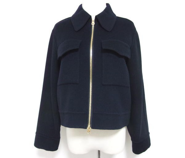 新品★BEIGE ベイジ★CORTON★ショートブルゾン★ウールナイロンカシミヤ★ネイビー★7号★オンワード樫山拍卖