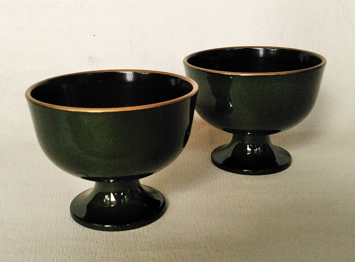 デザートカップ グリーン内黒渕金 5客 樹脂製 漆器 軽い拍卖