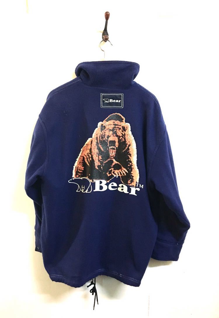 希少 90s BEAR ベアー メンズ リバーシブル フリース ナイロンジャケット バックロゴ ビッグシルエット 大きいサイズ ヴィンテージ拍卖