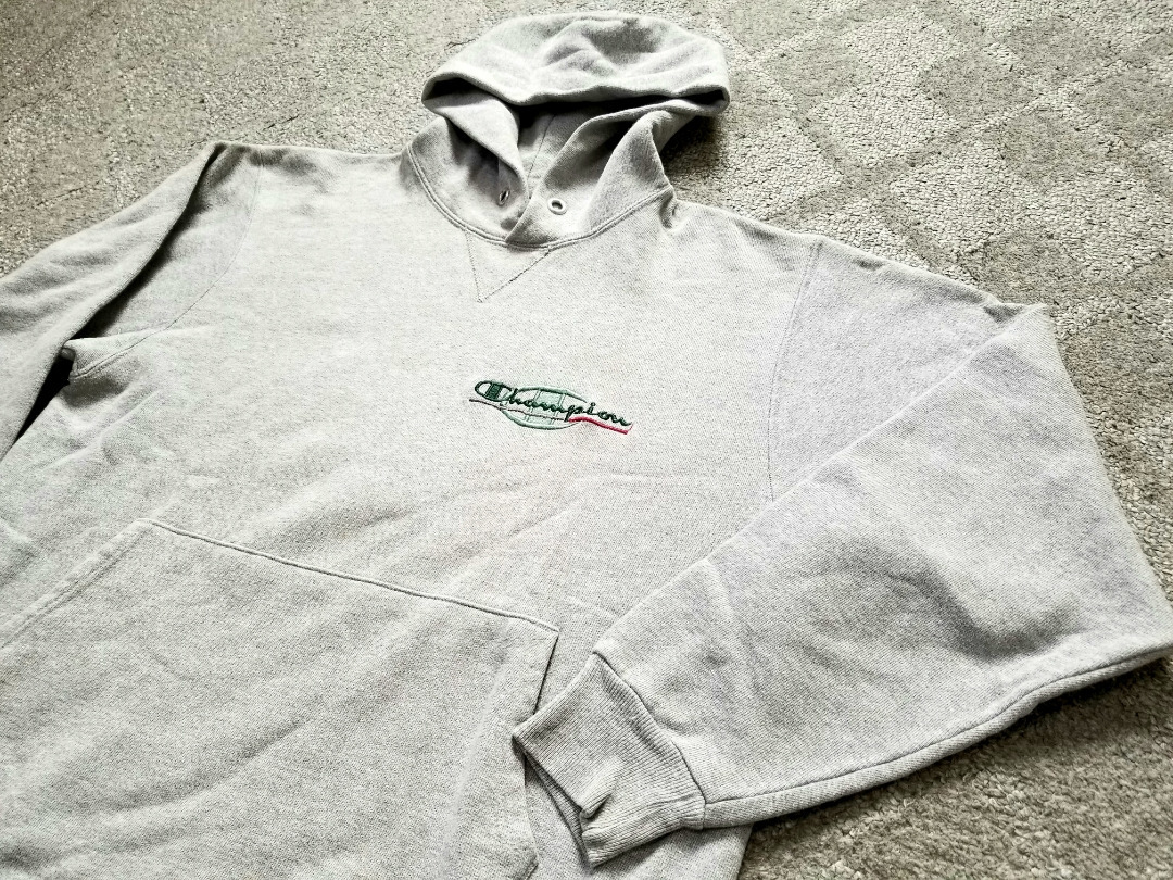 良好 レアロゴ刺繍 90s USA製 champion チャンピオン 前V スウェットパーカー 杢グレー M 90年代 アメリカ製 ビンテージ拍卖