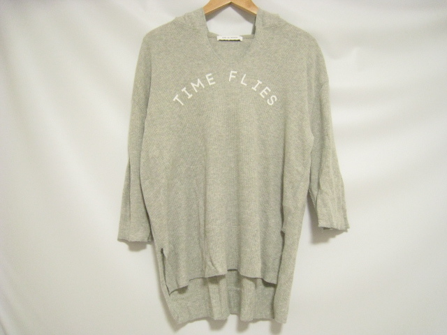 AZUL BY MOUSSY アズールバイマウジー トップス パーカー 七分袖 灰色 グレー Mサイズ スリット拍卖