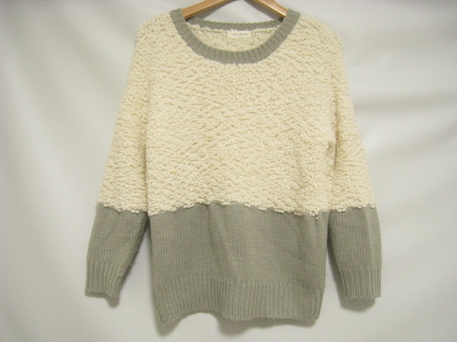 robe cabinet ローブキャビネット トップス セーター 長袖 丸首 白×灰色 ホワイト×グレー フリーサイズ 切り替え拍卖