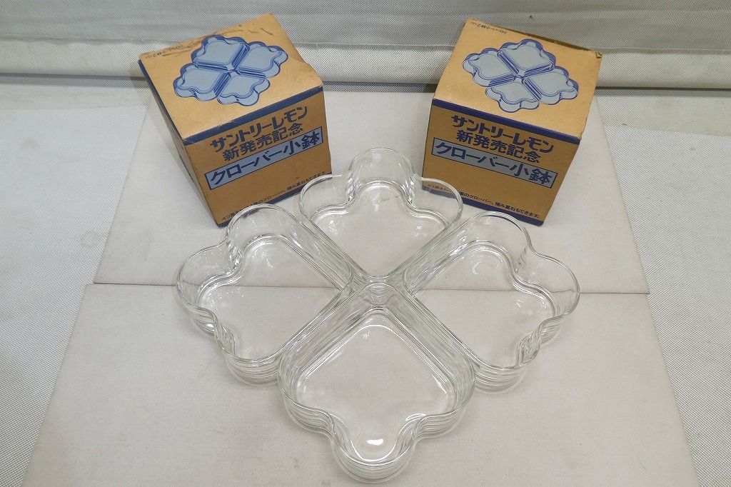 ●レア 昭和レトロ サントリーレモン 新発売記念 クローバー小鉢 2個入り2箱セット 時代物 ノベルティ●拍卖