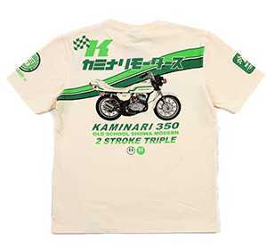 カミナリモータース/カワサキ350マッハⅡ/Tシャツ/白/S/kmt-212/エフ商会/テッドマン拍卖