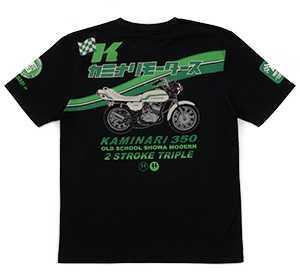カミナリモータース/カワサキ350マッハⅡ/Tシャツ/黒/S/kmt-212/エフ商会/テッドマン拍卖
