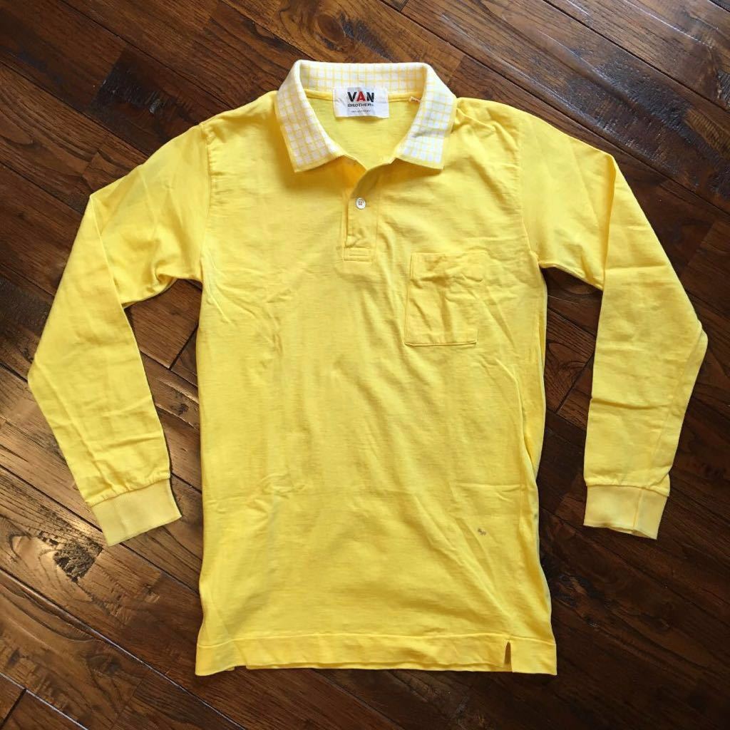 希少レア!70s VAN JAC ヴァンヂャケット 長袖 ポロシャツ カットソー イエロー 黄色 レディース キッズ 子供服 ビンテージ 古着拍卖