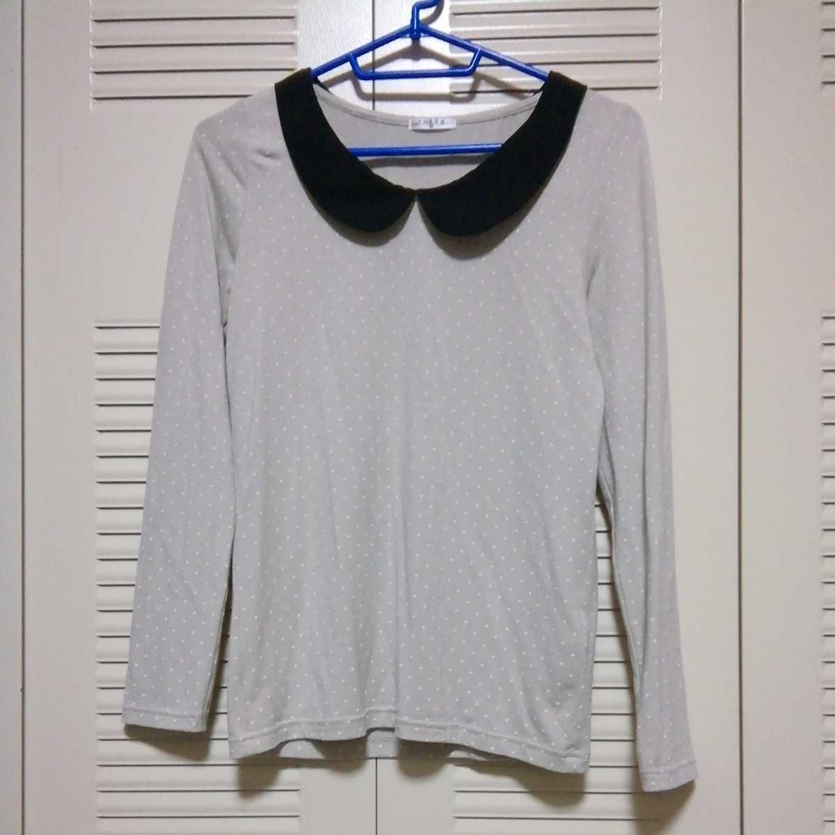 ★【古着】C・O・L・Z・A(コルザ) 長袖 カットソー Mサイズ ライトグレー ドット柄拍卖