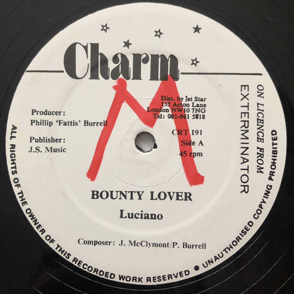 試聴 / LUCIANO / BOUNTY LOVER /EXTERMINATOR/Charm/reggae/dancehall/big hit !!/12inch拍卖