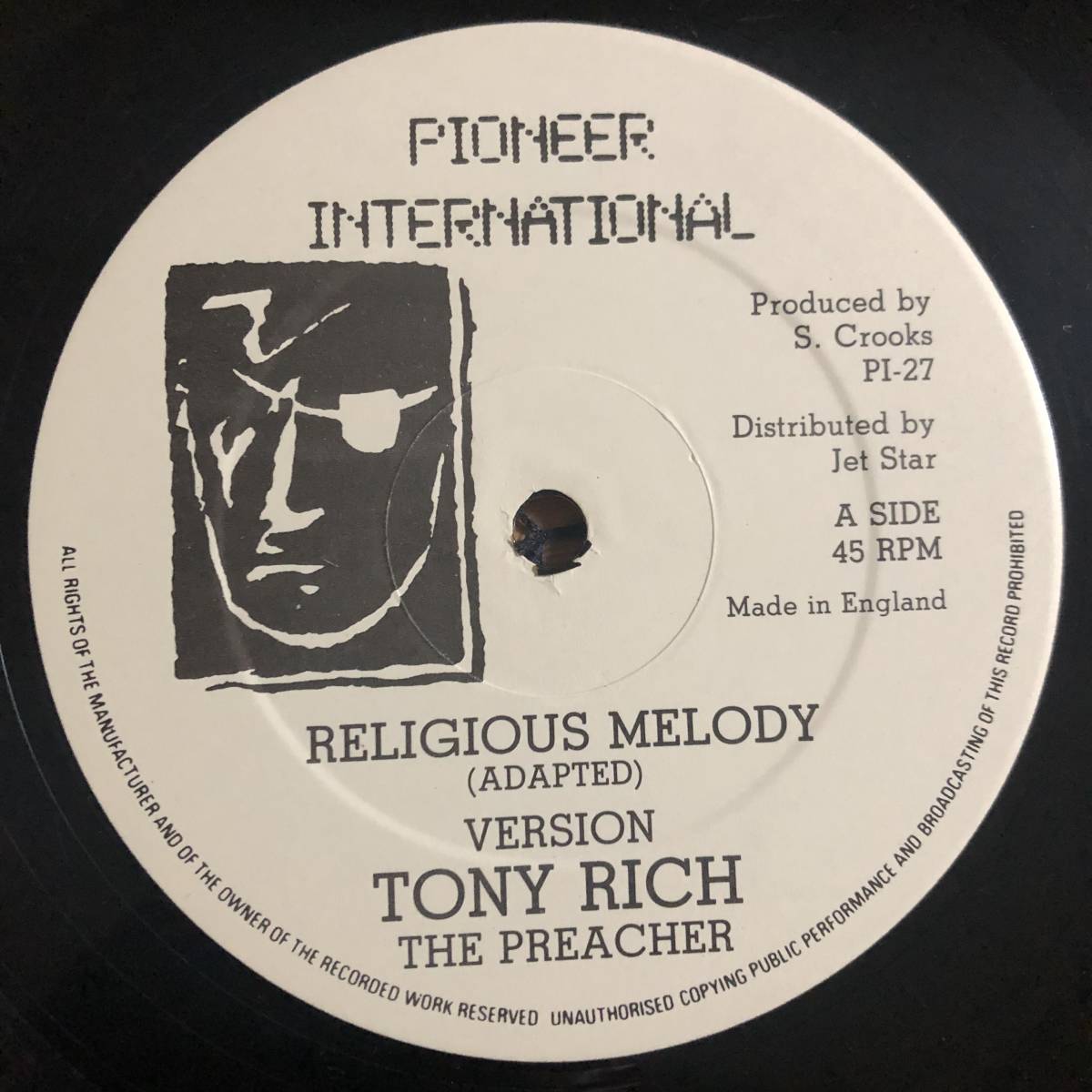 試聴 / TONY RICH / RELIGIOUS MELODY /Pioneer International/reggae/DELROY WILSON/90's/big hit !!/12inch拍卖
