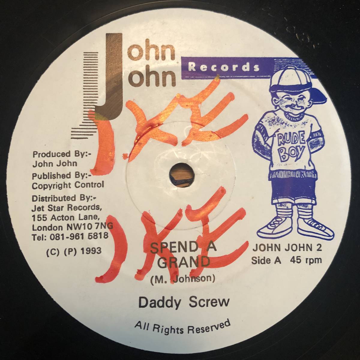 試聴 / DADDY SCREW / SPEND A GRAND /John John/reggae/dancehall/'93/big hit !!/12inch拍卖