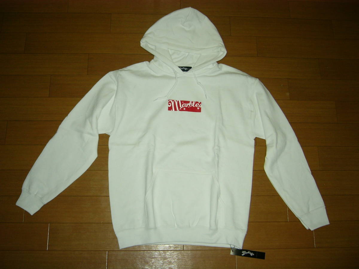 新品 MARBLES マーブルズ BOX LOGO ボックスロゴ パーカー M 白 スウェット NEO-LOGO BOX LOGO PARKA拍卖