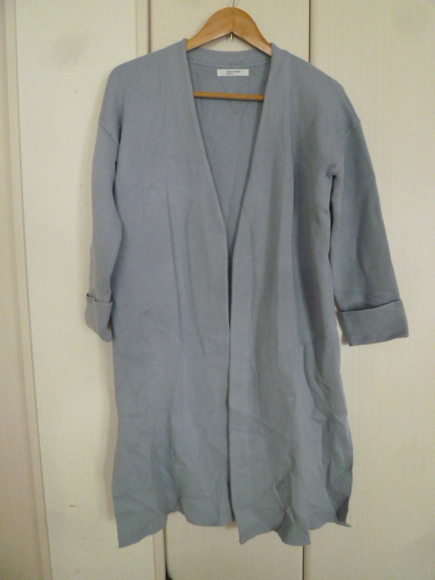 BUCK NUMBER/バックナンバー○水色ストール風ロングカーディガンM/コーディガンニットガウン両サイドスリットライトオン○JK1027拍卖