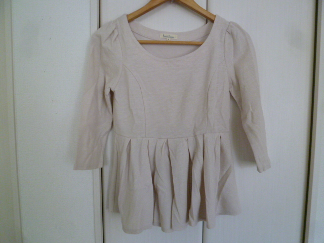 ROPE PICNIC/ロペピクニック★淡ベージュ裾フリルぺプラムカットソー38/ジュン七分袖★H129拍卖