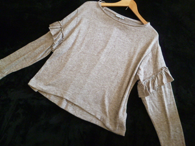ZARA/ザラ○茶系肩フリルニットセーターEUR M,USA M/ブラウン系長袖○ST1015拍卖