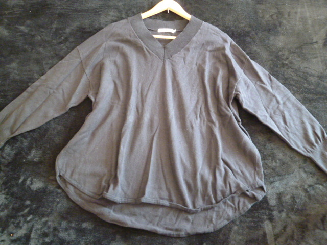 AMERICAN HOLIC/アメリカンホリック○黒裏起毛VネックニットセーターM/ブラック長袖○ST1015拍卖