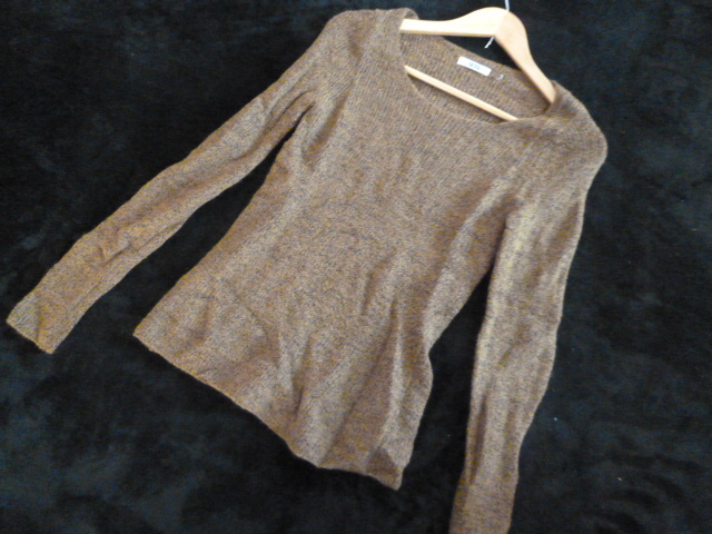 UNIQLO/ユニクロ○茶系シンプルニットセーター/ユニクロユーU長袖トップスブラウン系○ST1015拍卖