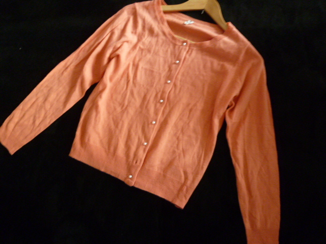 VIS/ビス○オレンジ系パールボタンニットカーディガンM/ジュン○①ST1016拍卖