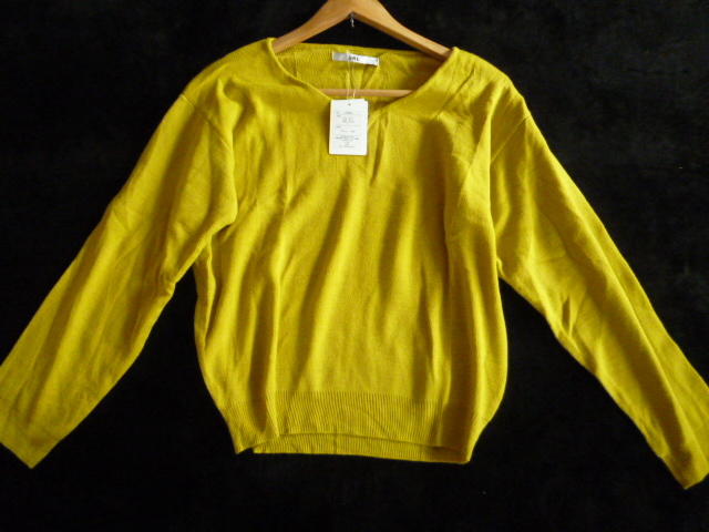 【新品】GRL/グレイル○からし色VネックシンプルニットセーターL/長袖トップス○⑤ST1022拍卖