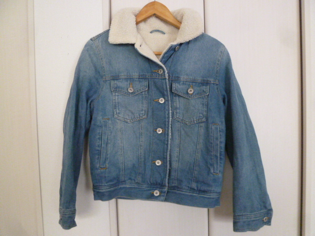 GU/ジーユー○裏地もこもこ素材デニムジャケットM/ジージャンモコモコ○JK1027②拍卖