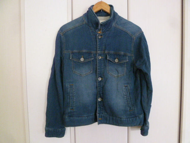 JEANA SIS/ジーナシス○薄色スーパーストレッチインディゴデニムジャケットF/立ち襟変形襟ジージャンポイントうす色○JK1027②拍卖