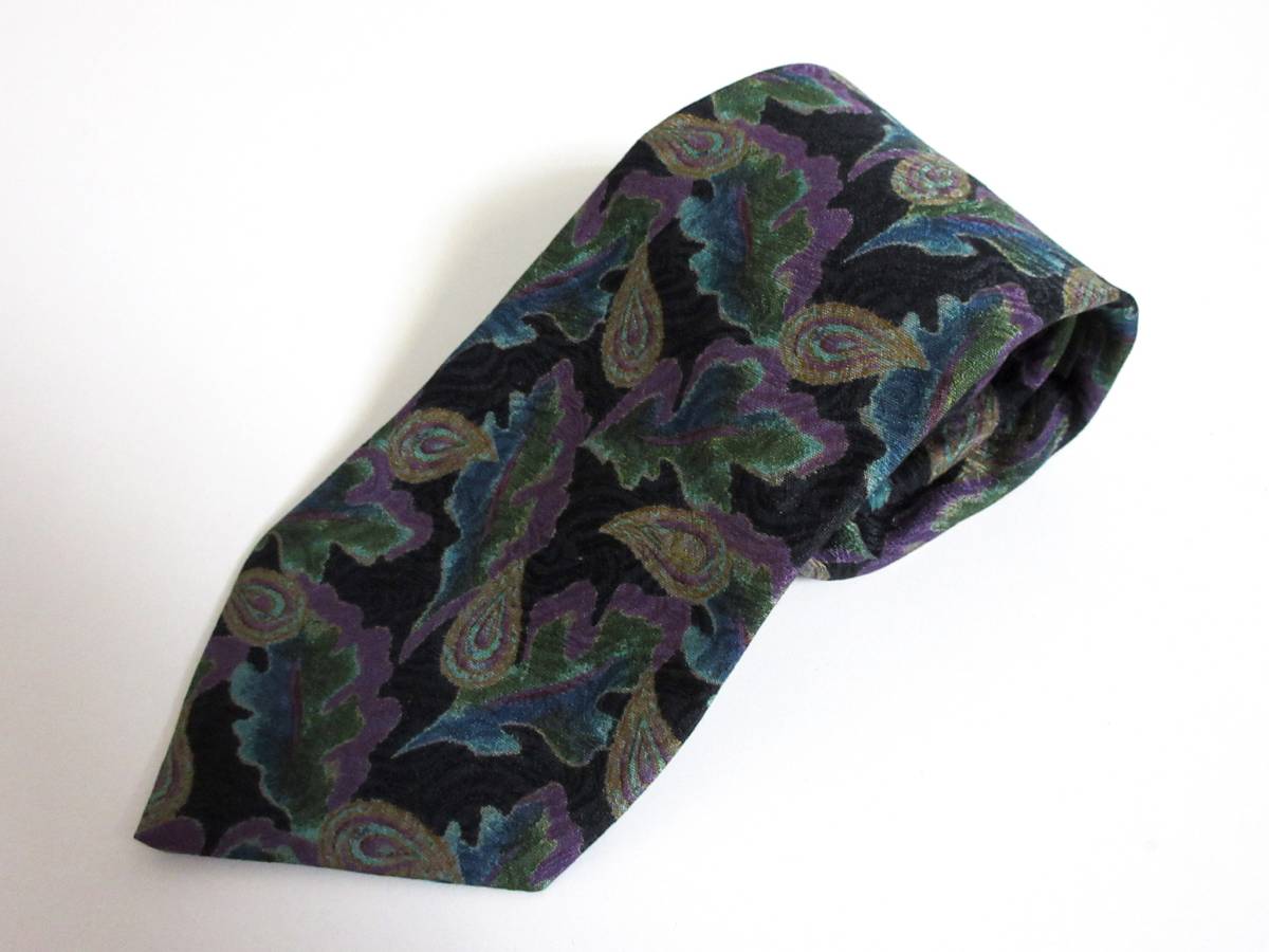 ランセル LANCEL シルク ネクタイ 黒ベース yg117拍卖