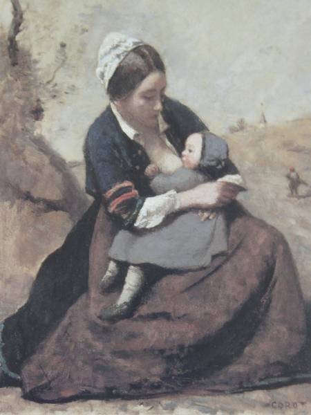 Corot、Bretonne allaitant、超希少画集より、新品額装付、iafa.拍卖