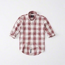 Abercrombie&Fitch Bleach Wash Twill Shirt レッドチェック XS拍卖