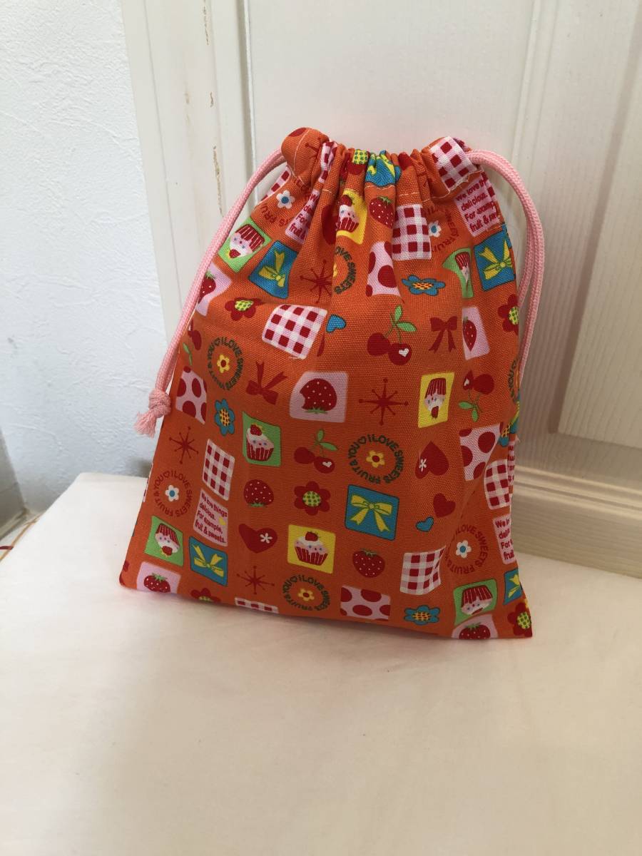 カップケーキBOX オレンジ 給食袋(23.5×19.5)ハンドメイド拍卖