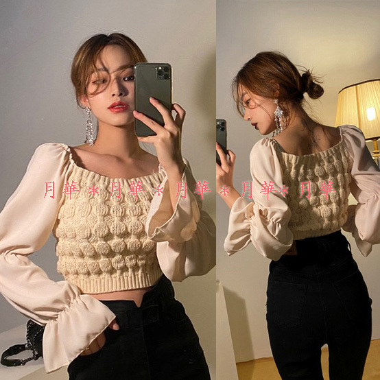 トップス ベージュ 即納 ニット 切替 シャーリング 異素材 318596 大人可愛い 長袖 無地 個性的 デコルテ ショート丈 ボートネック拍卖