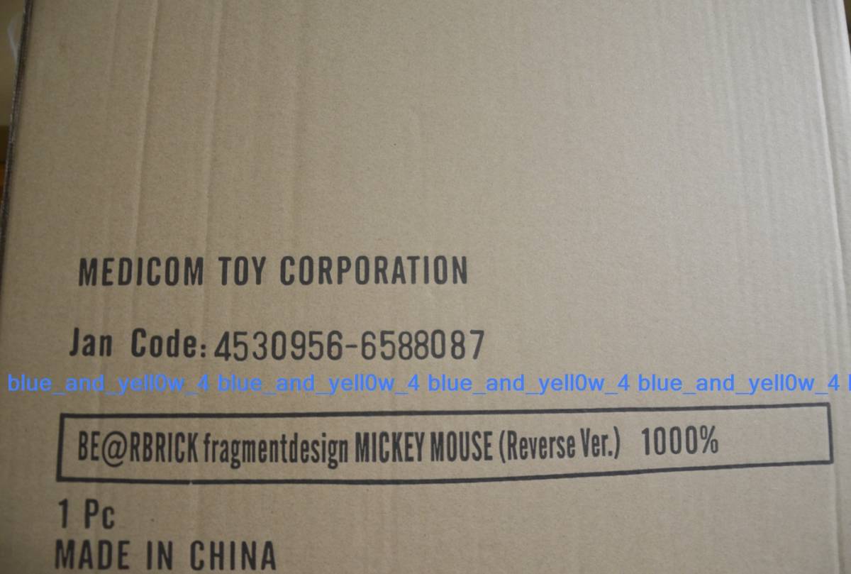 ■新品 未開封 BE@RBRICK fragmentdesign MICKEY MOUSE REVERSE Ver.1000%拍卖