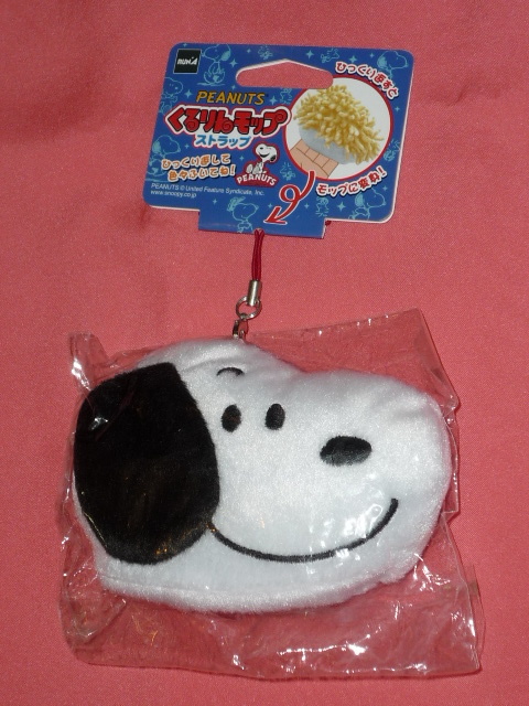 激レア!カワイイ♪ PEANUTS スヌーピー 顔型 くるりんモップ ぬいぐるみストラップ ☆拍卖