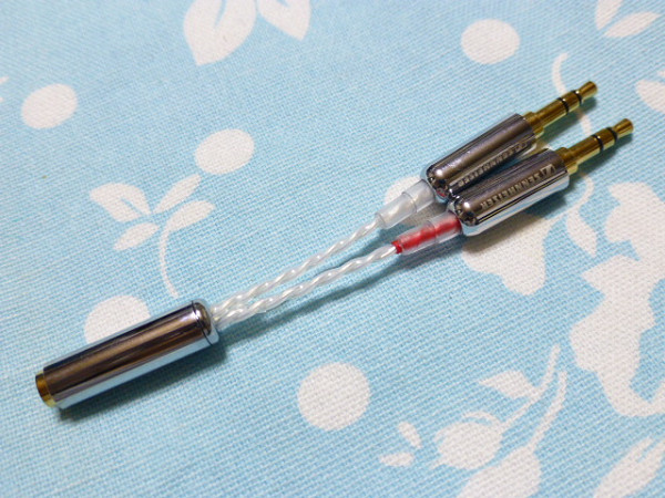 3.5mm4極 (メス) → 3.5mm×2 PHA-3 SU-AX01 TA-ZH1ES 変換ケーブル 高品質 オーグライン 銀色ver拍卖