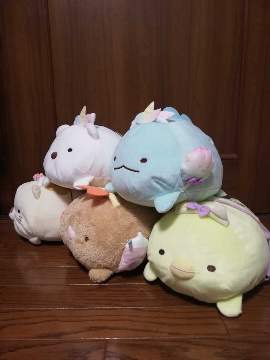 即決!すみっコぐらし たぴおかパーク 5種類セット!うつぶせぬいぐるみ BIG ビック ねこ とんかつ ぺんぎん? とかげ しろくま拍卖