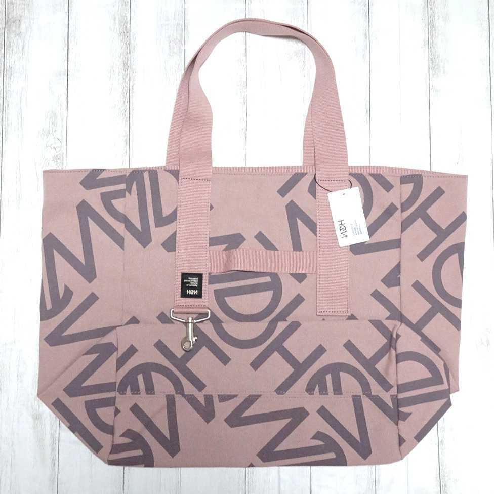 1332 送料無料 新品タグ付き HeM トートバッグ ピンク グレー 約35.5×50×16cm / ヘム トート 肩がけ可能 拍卖