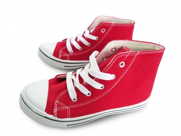 1円~cL437新品AAAミッドカット/レースアップスニーカー21㌢RED♂拍卖