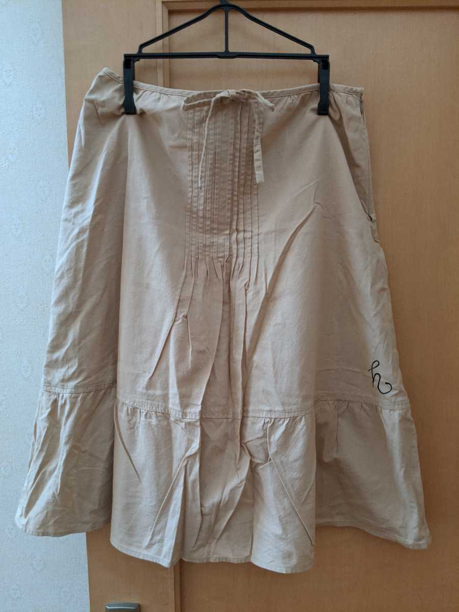 サイズM☆レディース☆フェリシモ☆ベージュのティアードスカート・送料込み拍卖