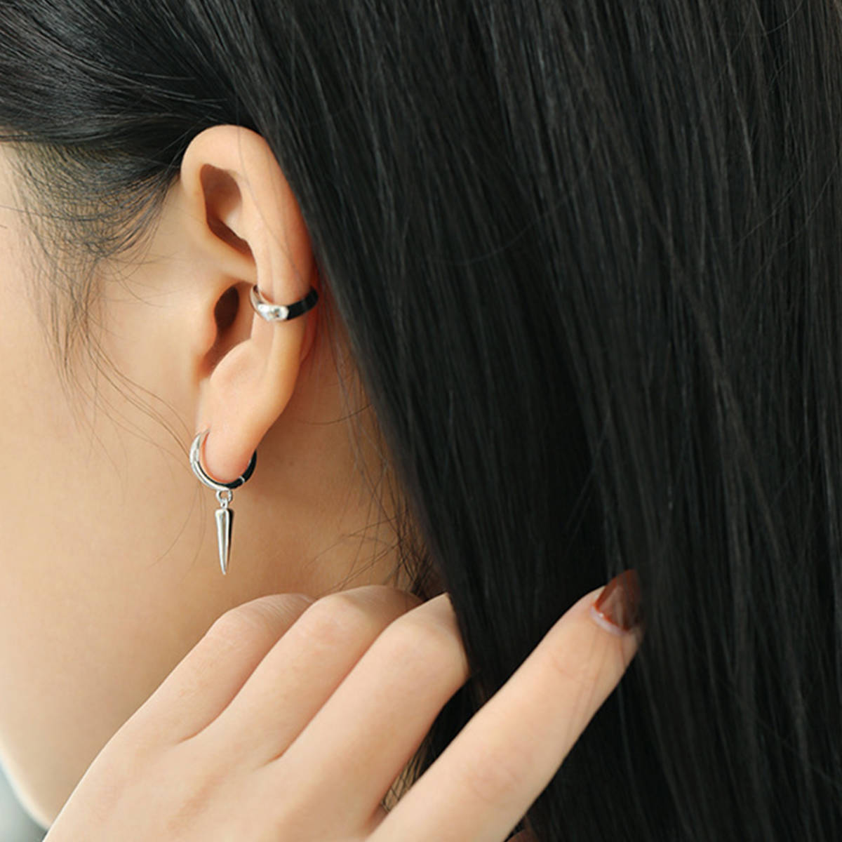 【新品】DER-21-1シルバーカラー シルバー925 ピアス カフス イヤリング 重ね付け ゴールド シンプル メンズ レディース SILVER GOLD 12/10拍卖