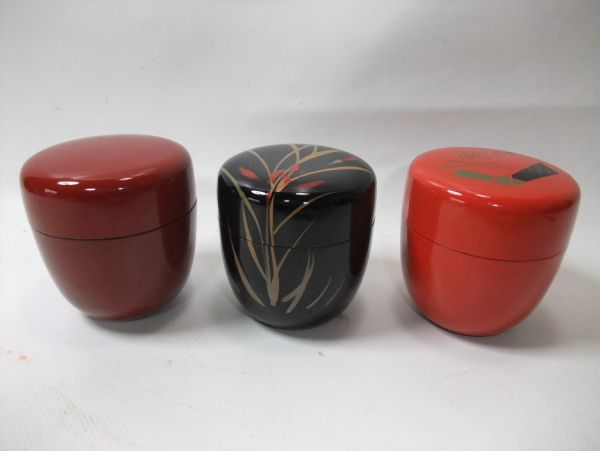 【睦】棗 3個 蒔絵2個 無地1個 樹脂製 茶道具■拍卖