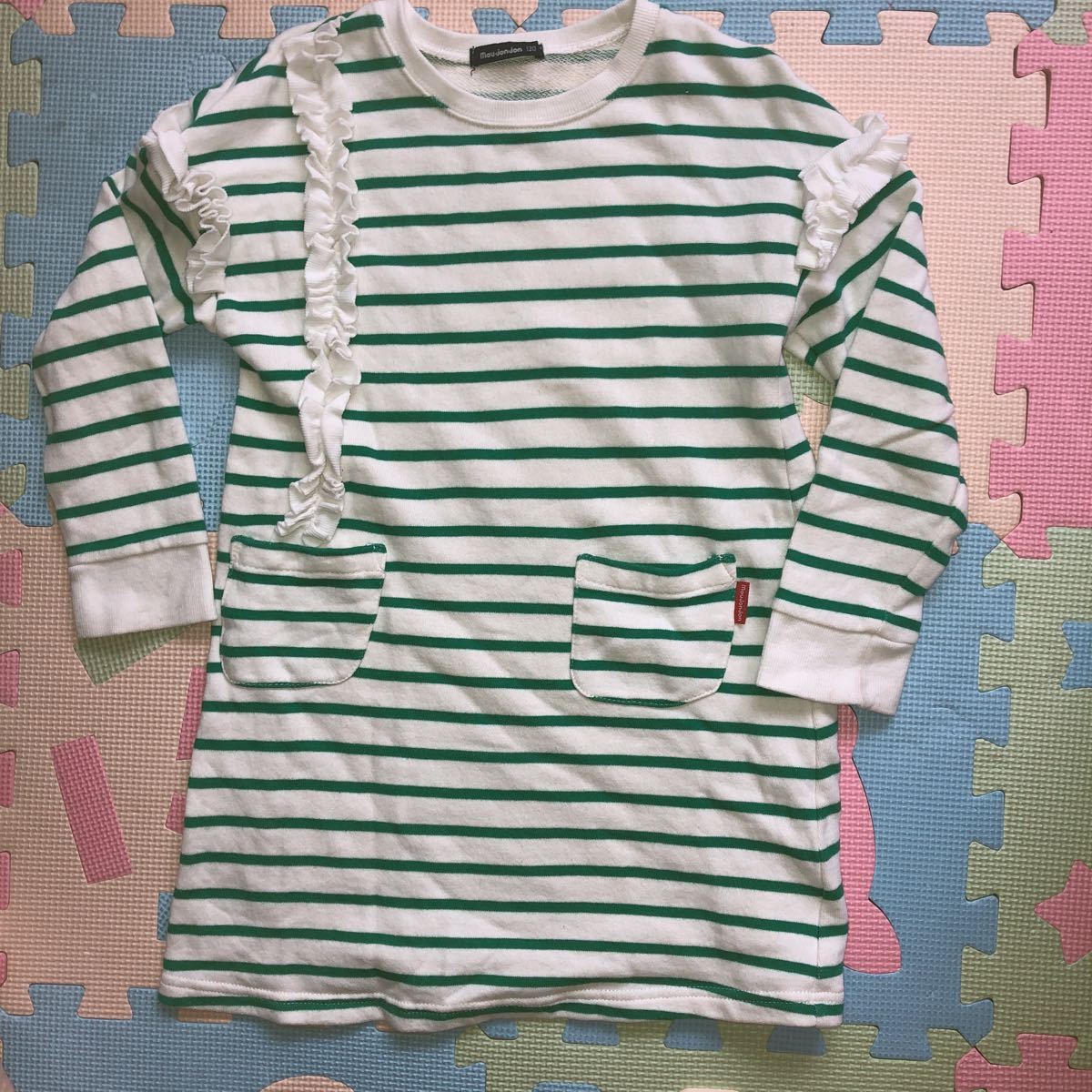 【新品即決!】ムージョンジョンとっても可愛いストライプ柄ワンピース120cm ボーダーワンピース拍卖