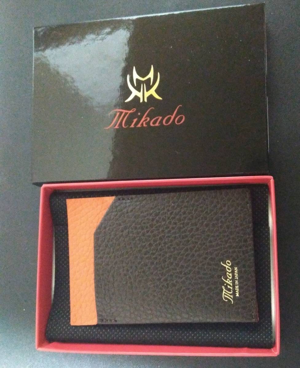 MIKADO ミカド カードケース 1100318 折革 シリーズ チョコ/オレンジ拍卖