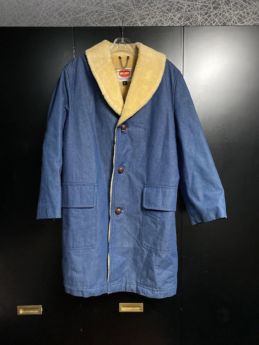 デニムムートンロングコート サイズL ヴィンテージ WELDGIN デニムコート 拍卖