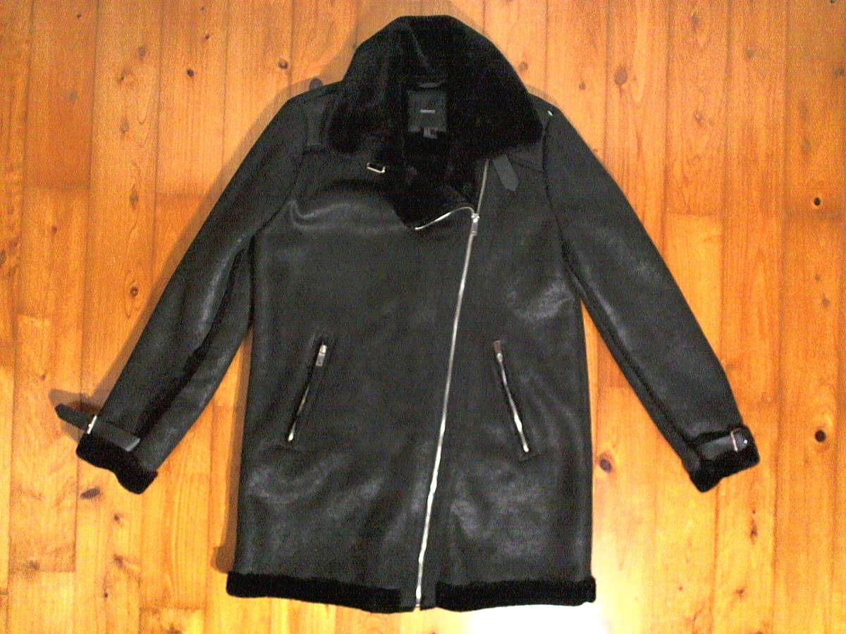 ☆送料無料★フォーエバー21【Forever21】裏ファー ジップップ 肉厚 ジャケット ハーフコ-ト M 黒 ブラック 斑艶拍卖