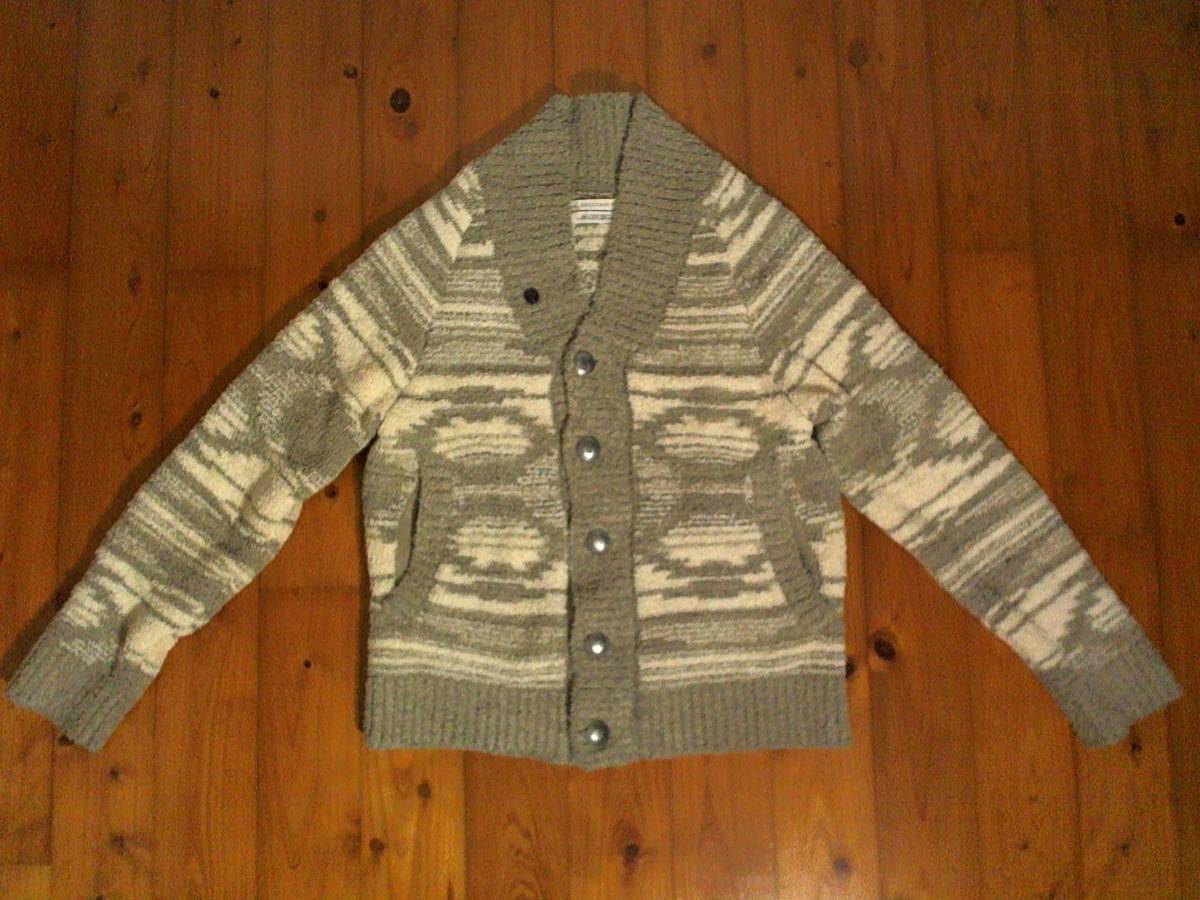 ★ヘリテージストーン【HERITAGE STONE】起毛地 ニット ショールカラー カーディガン ジャケット ジャンパー M グレー 白系拍卖