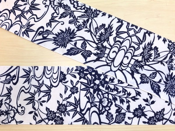 【六尺褌】YHW290-02 浴衣地 濃紺 花模様 W16.5㎝ x L290cm拍卖