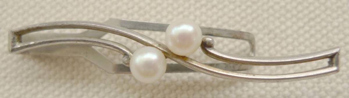 MIKIMOTO ミキモト 2Pパール 5.5㎜ SILVER シルバー タイピン拍卖