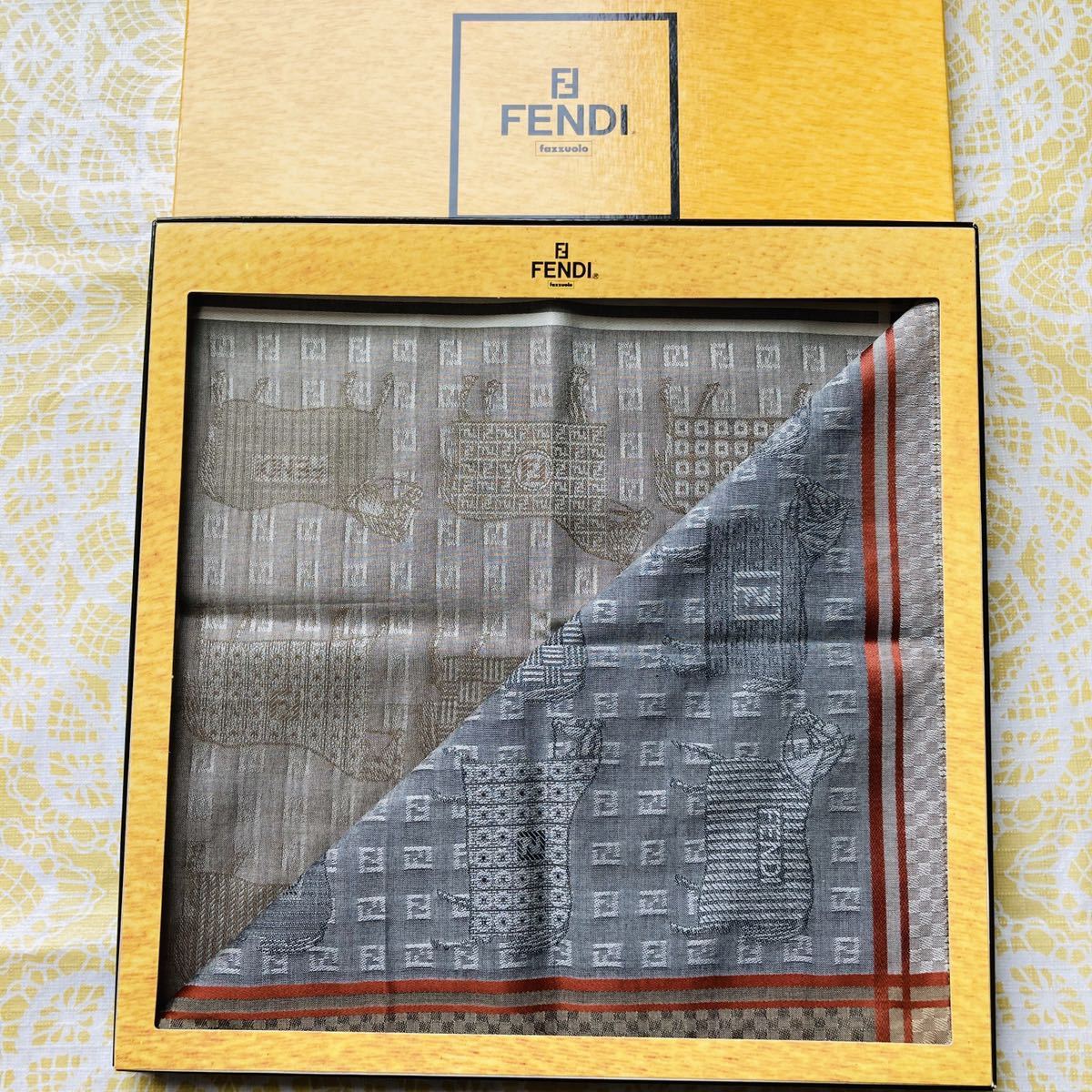 【レア柄】馬柄/新品/FENDI/ハンカチ/正規品/フェンディ/未使用/即決あり/ズッカ柄/匿名発送/馬/ホースマーク/ブラウン/ネイビー/箱無し拍卖