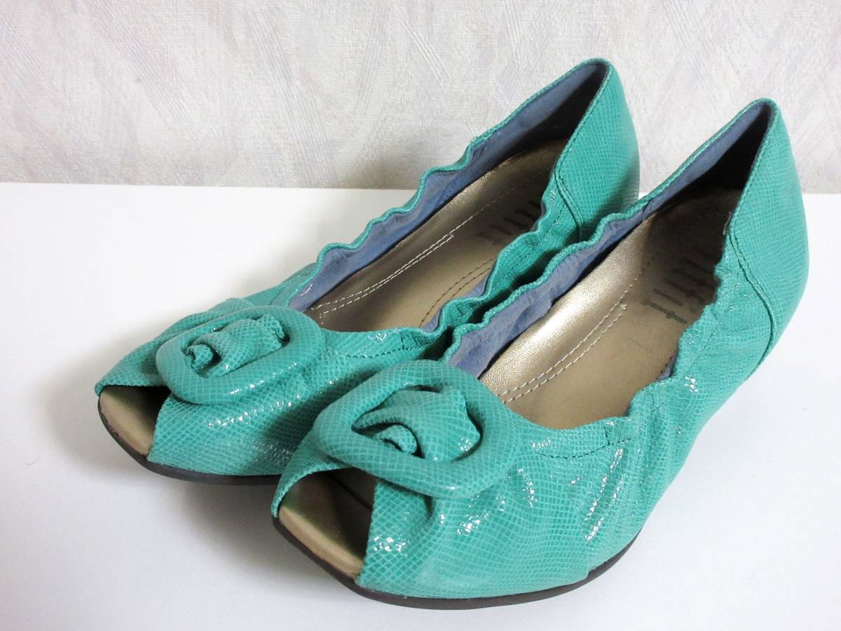 フィットフィット fitfit ウェッジソール パンプス グリーン 23.5 北1048拍卖