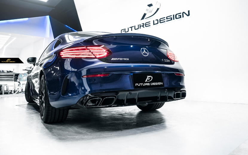 【FUTURE DESIGN】BENZ メルセデス・ベンツ C-Class 後期車 C205 クーペ C63 S ED1仕様 リア ディフューザー 艶ありブラック C180 C200 C43拍卖